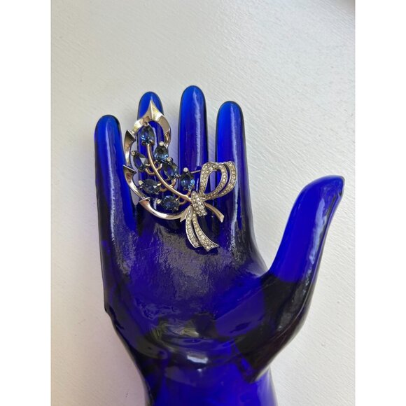 Flower Bouquet Rhinestone DEWEES 1930s RARE Vintage Signed Sterling Dewees - Picture 4 of 10